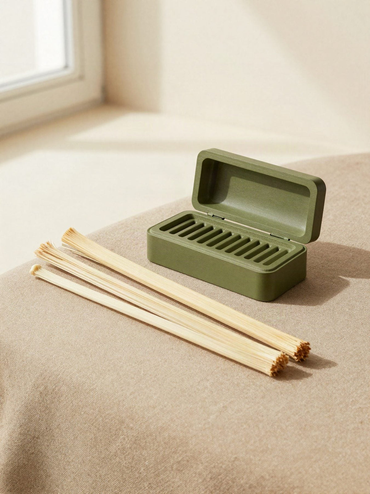 A siwak kit with ventilated case and natural sticks