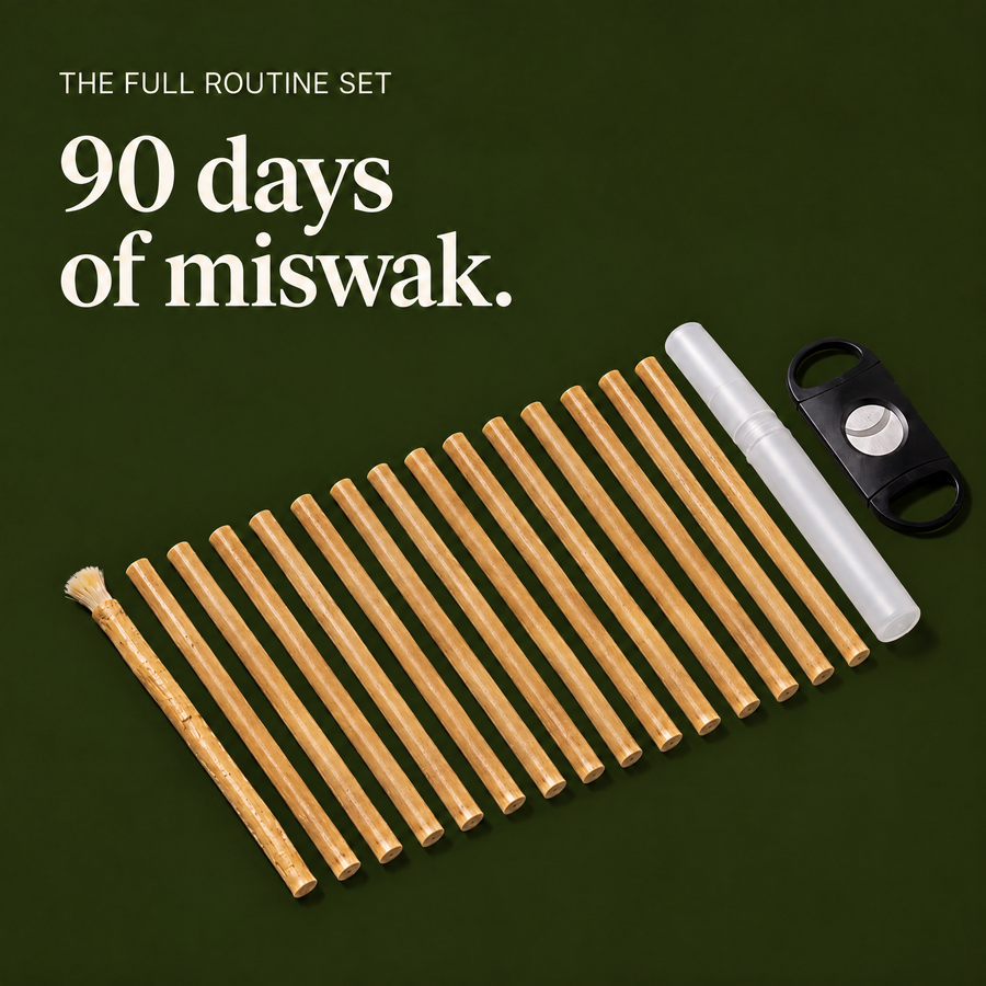 The Full Routine Set: 15 miswak sticks, travel case and tip cutter