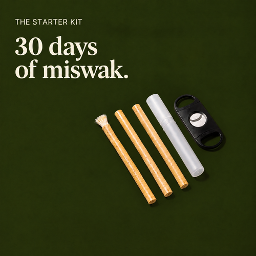 The Starter Kit: 3 miswak sticks, travel case and tip cutter